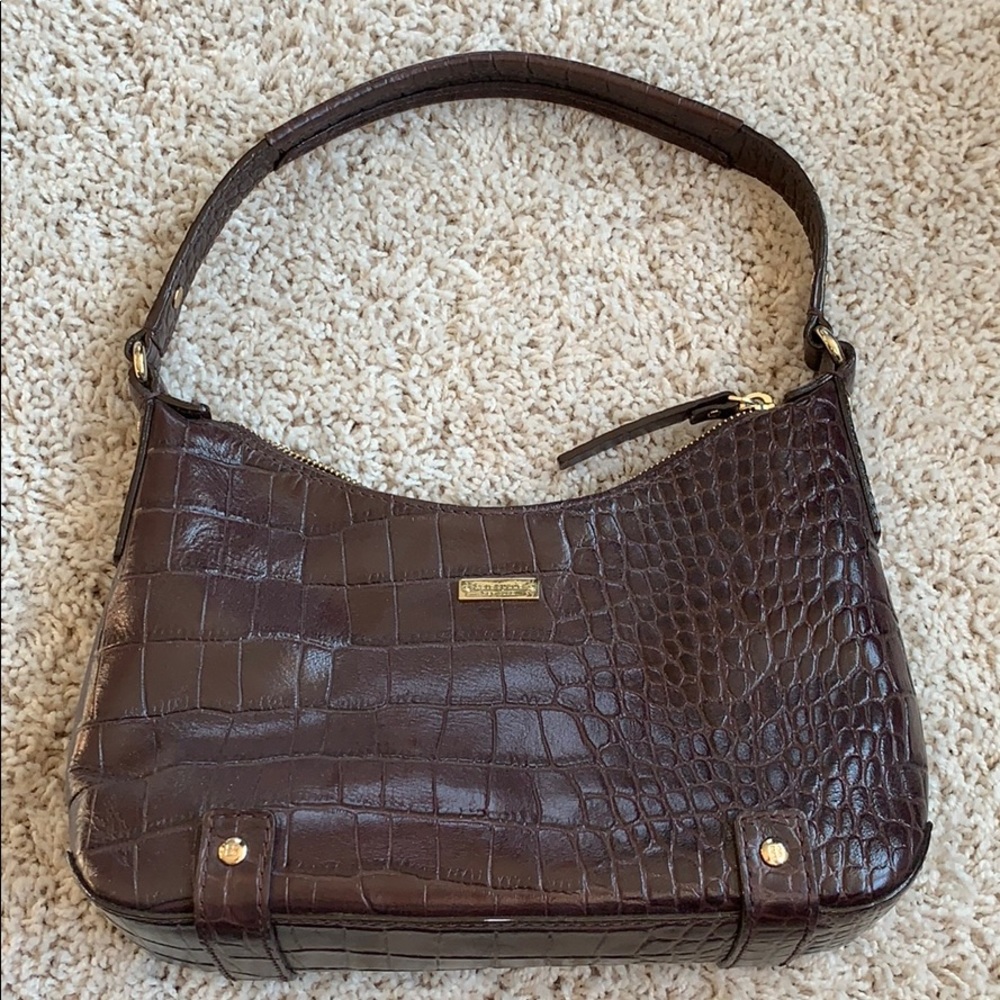 Kate Spade Brown Alligator Print Mini Hobo Bag